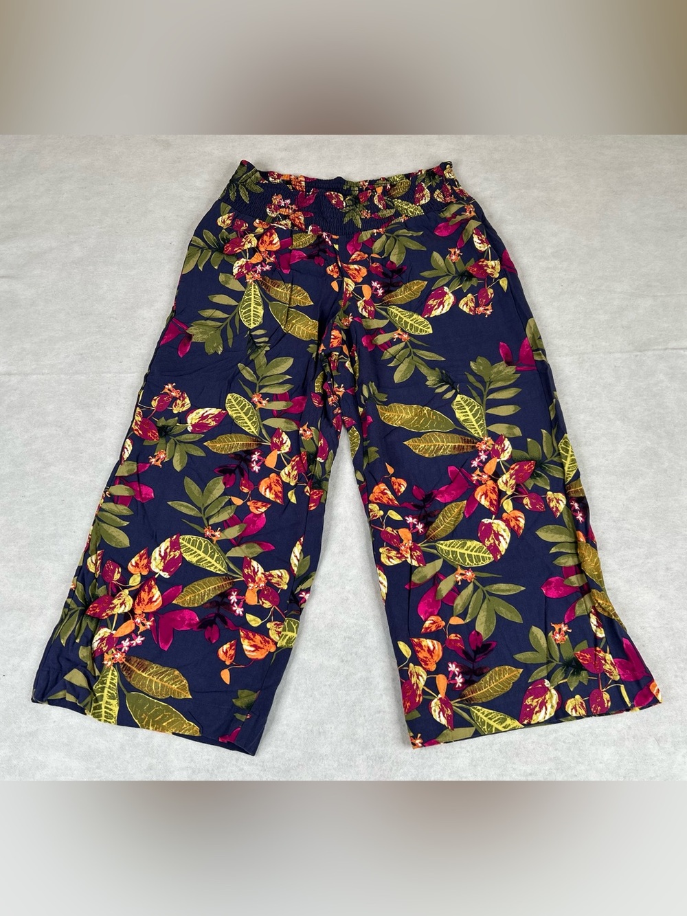 Navy Floral Wide-Leg Lounge Pants